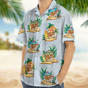 GeckoCustom Custom Cat Photo Tropical Men's Hawaii Shirt TA29 889098