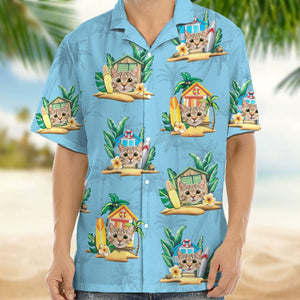 GeckoCustom Custom Cat Photo Tropical Men's Hawaii Shirt TA29 889098