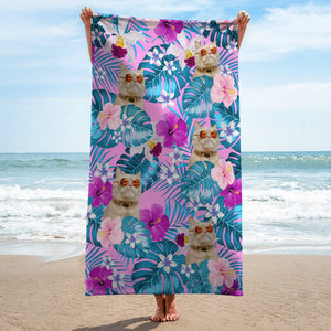 GeckoCustom Custom Cat Photo Tropical Style Beach Towel N304 890388 30"x60"