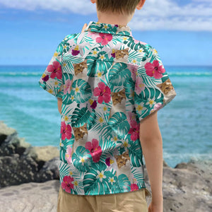 GeckoCustom Custom Cat Photo Tropical Style For Boy's Hawaiian Shirt TH10 891109