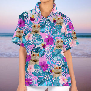 GeckoCustom Custom Cat Photo Tropical Style Woman Hawaii Shirt N304 889569