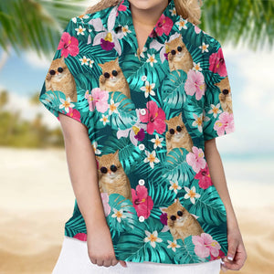 GeckoCustom Custom Cat Photo Tropical Style Woman Hawaii Shirt N304 889569