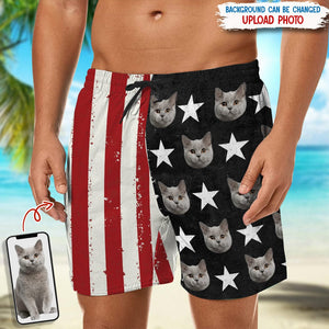 GeckoCustom Custom Cat Photo US Stars Beach Short N304 889234