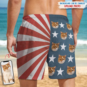 GeckoCustom Custom Cat Photo US Stars Beach Short N304 889234