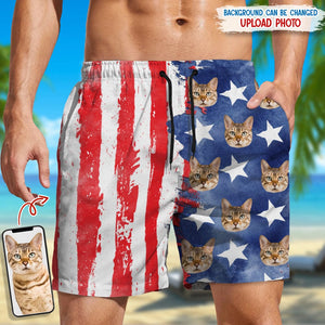 GeckoCustom Custom Cat Photo US Stars Beach Short N304 889234