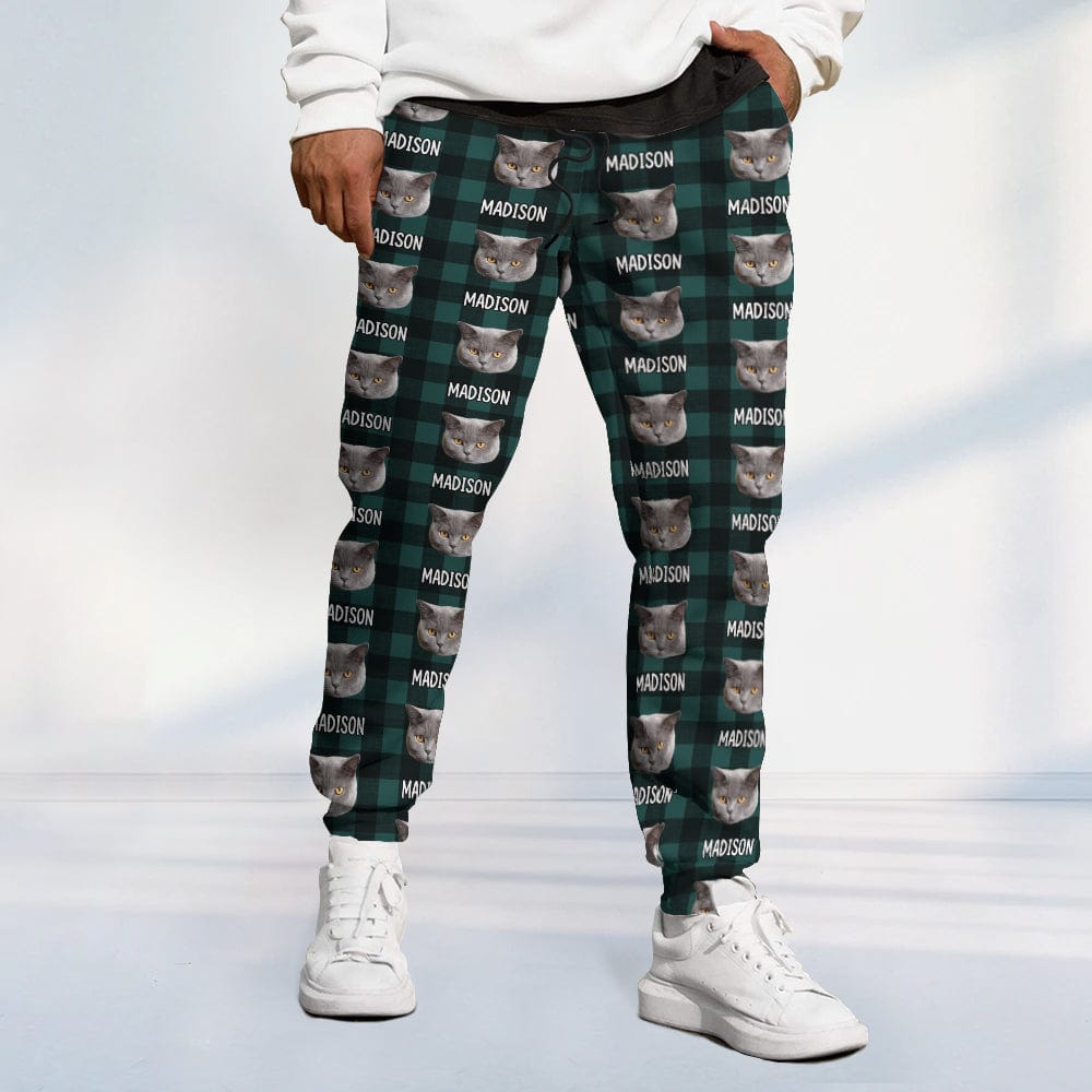 GeckoCustom Custom Cat Photo With Christmas Pattern For Men and Women Sweatpants N304 889680