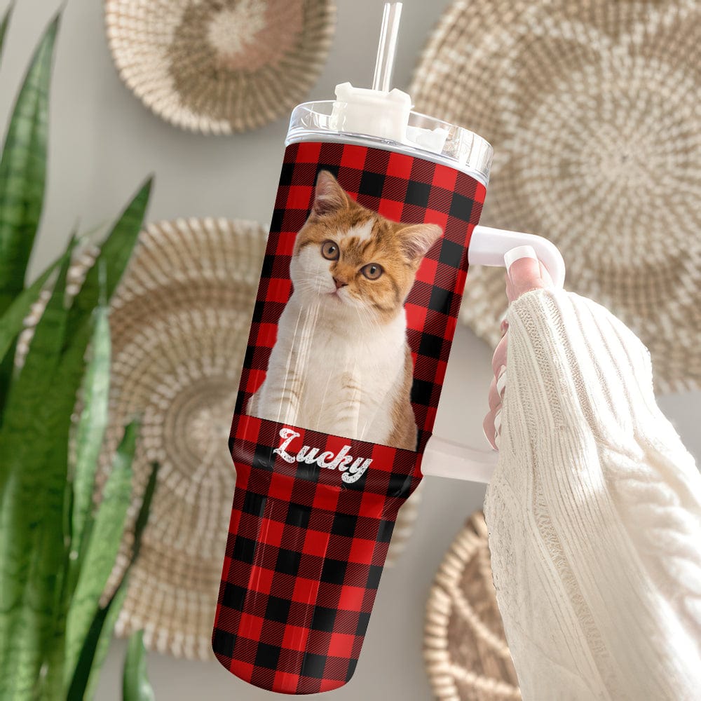 GeckoCustom Custom Cat Portrait Photo With Retro Style Tumbler 40oz TA29 890336