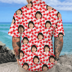 GeckoCustom Custom Couple Face Hawaii Shirt Personalized Couple Photo Gifts Valentines Gift HA75 895056