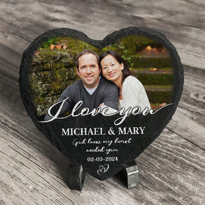 GeckoCustom Custom Couple Photo God Knew My Heart Needed You Heart-Shaped Stone Couple Gifts HO82 895012