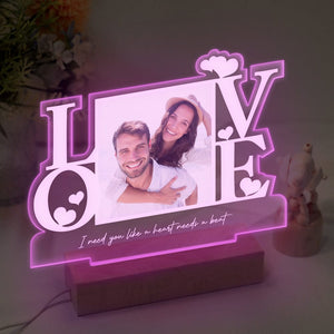 GeckoCustom Custom Couple Photo I Can't Let You Go Acrylic Plaque LED Night Light LM32 893067 Acrylic / 7.9"x4.5"