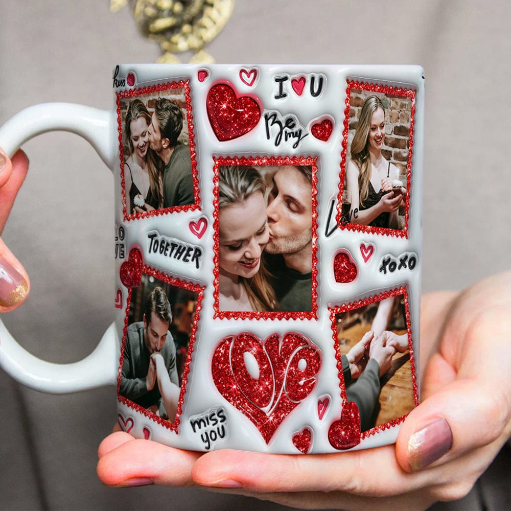 GeckoCustom Custom Couple Photo I Love You 3D Inflated Mug Valentine Gift HA75 891780 11oz