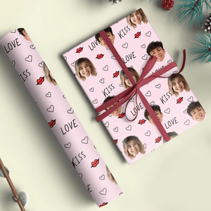 GeckoCustom Custom Couple Photo Love And Kiss Wrapping Paper For Valentine Gift TH10 892183