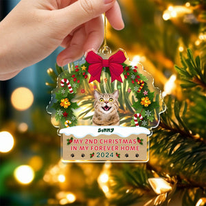 GeckoCustom Custom Dog Cat My 1st Christmas In My Forever Home Acrylic Ornament Personalized Gift TH10 895004 4.5"