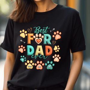 GeckoCustom Custom Dog & Cat Name With Paw Inflated Effect Dark Shirt Personalized Gift DA199 890034