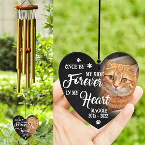 GeckoCustom Custom Dog Cat Photo If Love Could Have Kept You Here Memorial Wind Chimes N304 889690 Solid Black - White Text