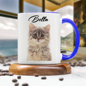 GeckoCustom Custom Dog Cat Photo Our Human Servant Accent Mug HA75 891815