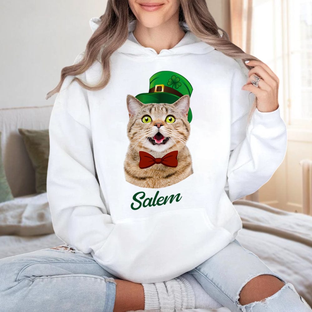 GeckoCustom Custom Dog Cat Photo ST Patrick's Day Bright Shirt Dog Lovers Gift Cat Lovers Gift CH07 895178 Pullover Hoodie / sport grey / S