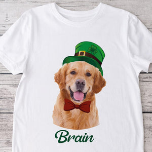 GeckoCustom Custom Dog Cat Photo ST Patrick's Day Bright Shirt Dog Lovers Gift Cat Lovers Gift CH07 895178 Unisex Tshirt / Sport Grey / S