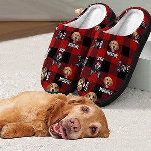 GeckoCustom Custom Dog Cat Photo With Madras Pattern Slipper T368 889995