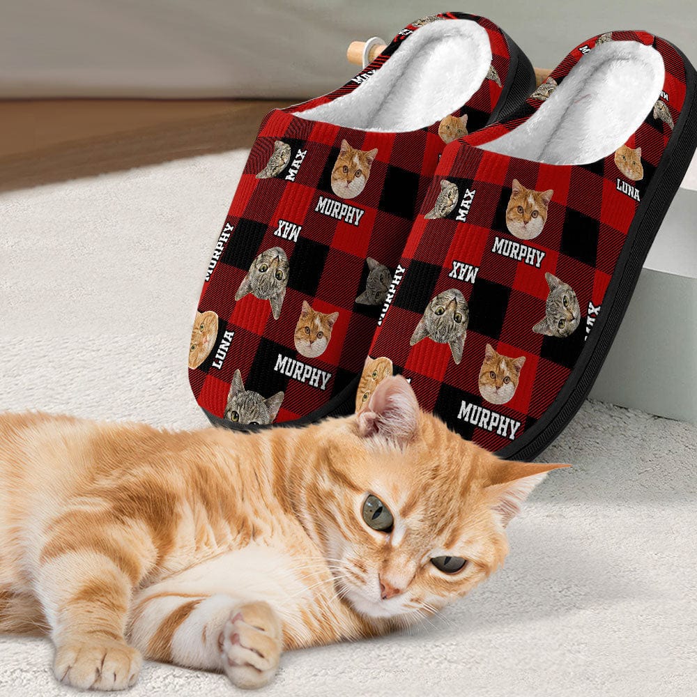 GeckoCustom Custom Dog Cat Photo With Madras Pattern Slipper T368 889995