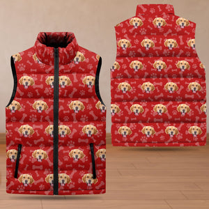 GeckoCustom Custom Dog Cat Photo With Paw Pattern Collar Down Vest HO82 893282