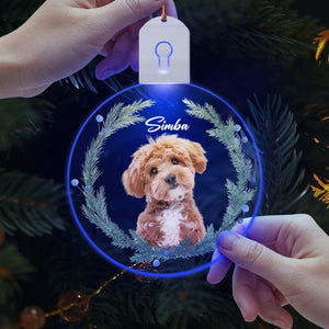 GeckoCustom Custom Dog Christmas Photo For Dog Lovers Circle Led Acrylic Ornament HO82 893260 3 inches