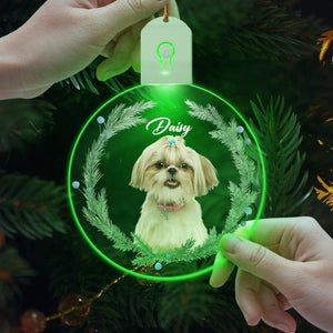 GeckoCustom Custom Dog Christmas Photo For Dog Lovers Circle Led Acrylic Ornament HO82 893260 3 inches