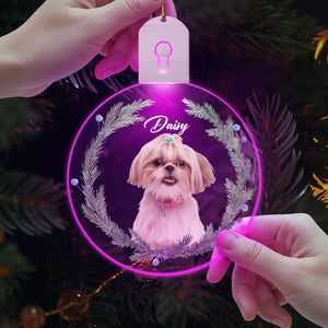 GeckoCustom Custom Dog Christmas Photo For Dog Lovers Circle Led Acrylic Ornament HO82 893260 3 inches