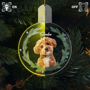 GeckoCustom Custom Dog Christmas Photo For Dog Lovers Circle Led Acrylic Ornament HO82 893260 3 inches