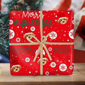 GeckoCustom Custom Dog Face Photo Merry Christmas Wrapping Papper Dog Lovers Gift HO82 895008