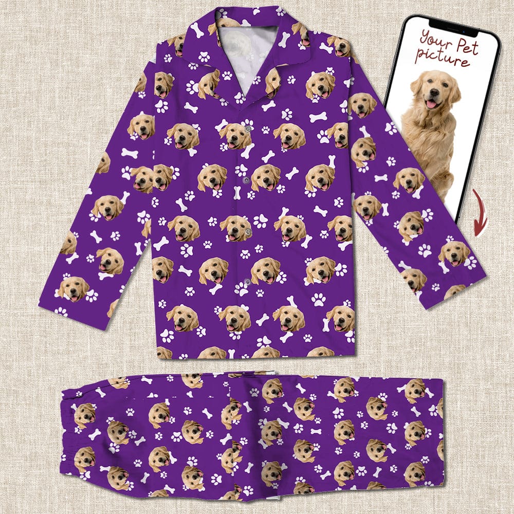 GeckoCustom Custom Dog Face Photo With Colorful Background Pajamas T368 889957