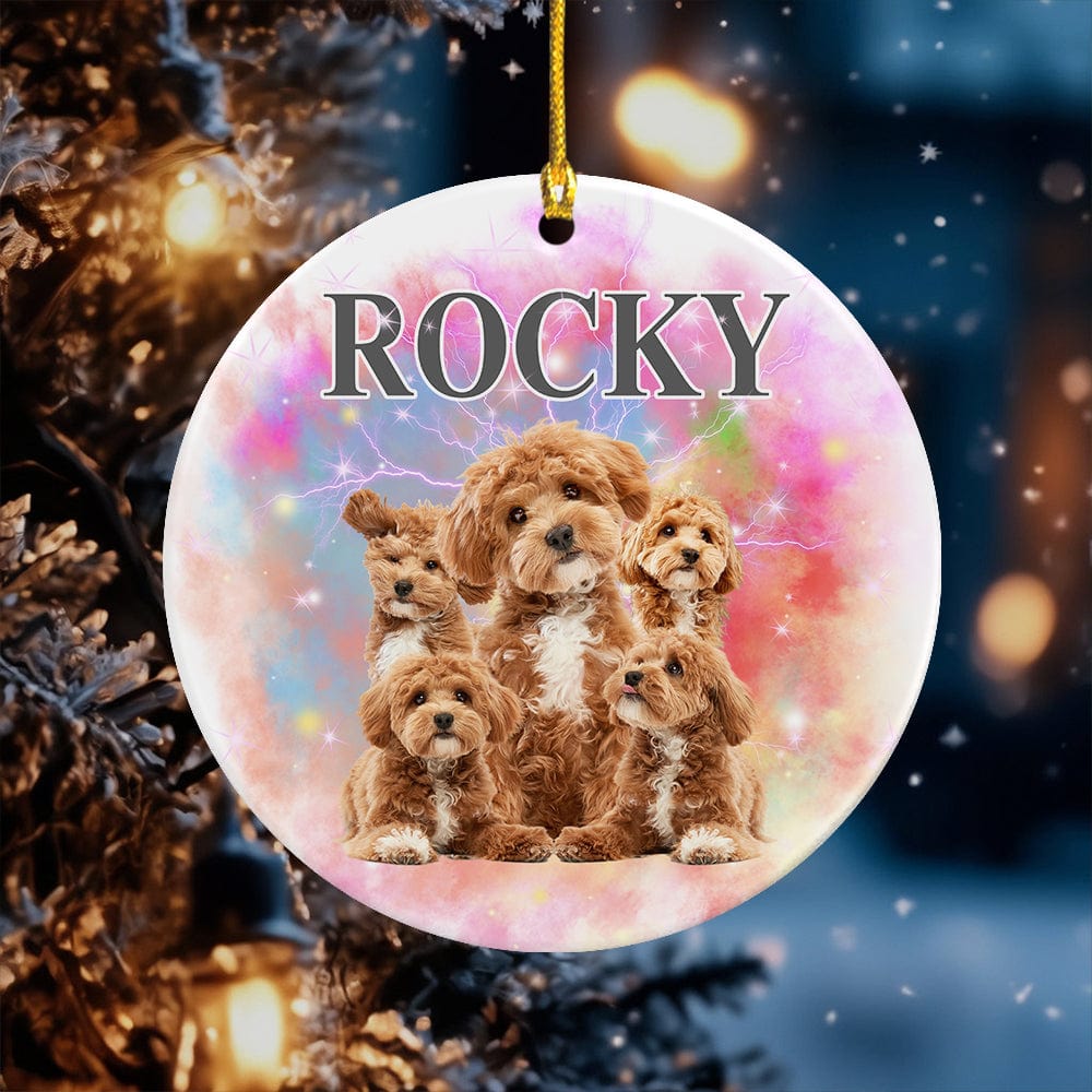 GeckoCustom Custom Dog Photo and Name Retro Ceramic Ornament For Dog Lovers LM32 891967 3 inch