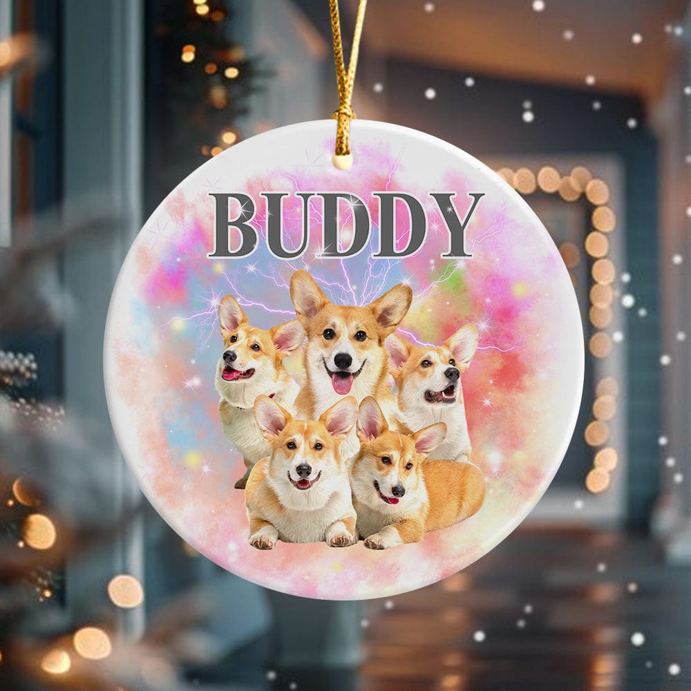 GeckoCustom Custom Dog Photo and Name Retro Ceramic Ornament For Dog Lovers LM32 891967 3 inch