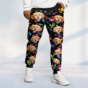 GeckoCustom Custom Dog Photo Bones And Paws Sweatpants TA29 890085