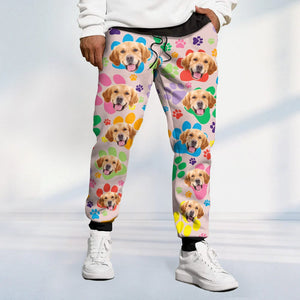 GeckoCustom Custom Dog Photo Bones And Paws Sweatpants TA29 890085