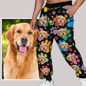 GeckoCustom Custom Dog Photo Bones And Paws Sweatpants TA29 890085