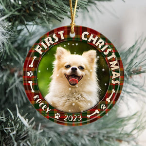 GeckoCustom Custom Dog Photo First Christmas Ceramic Ornament N304 889720