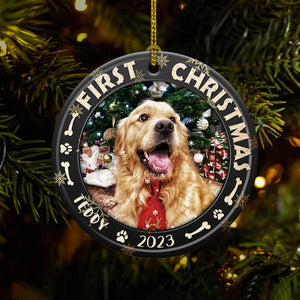 GeckoCustom Custom Dog Photo First Christmas Ceramic Ornament N304 889720