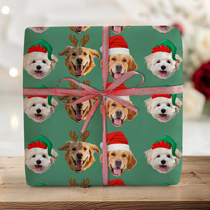 GeckoCustom Custom Dog Photo Gift Christmas Wrapping Paper For Dog Lovers LM32 891959