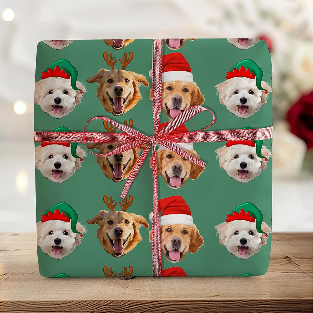 GeckoCustom Custom Dog Photo Gift Christmas Wrapping Paper For Dog Lovers LM32 891959