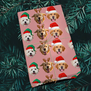 GeckoCustom Custom Dog Photo Gift Christmas Wrapping Paper For Dog Lovers LM32 891959