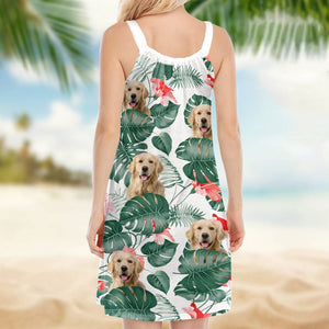 GeckoCustom Custom Dog Photo Hawaii Women's Sleeveless Cami Dress N304 9011