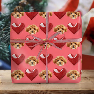 GeckoCustom Custom Dog Photo Heart Loving Wrapping Paper For Dog Lovers LM32 891993