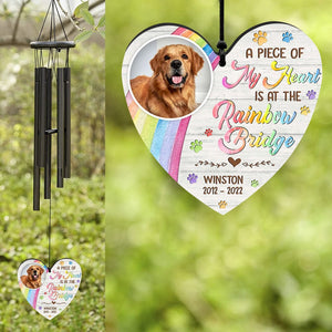 GeckoCustom Custom Dog Photo I Crossed The Rainbow Bridge Memorial Wind Chimes HO82 891312 Solid Black