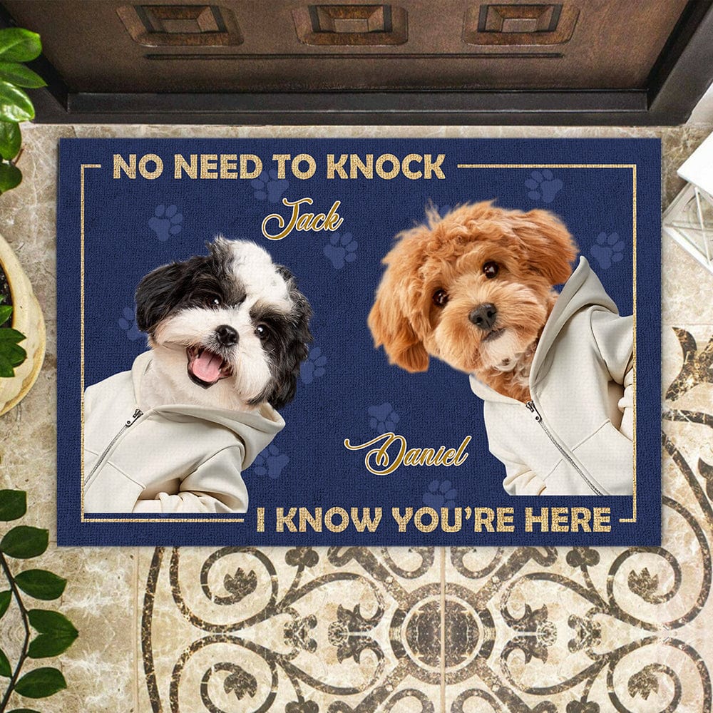 GeckoCustom Custom Dog Photo No Need To Knock My Dog Already Told Me Doormats LM32 893085