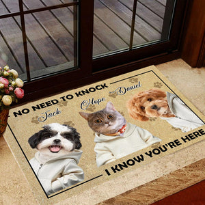 GeckoCustom Custom Dog Photo No Need To Knock My Dog Already Told Me Doormats LM32 893085