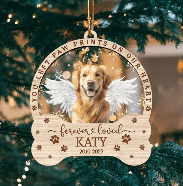 GeckoCustom Custom Dog Photo Ornament Personalized Forever Loved Angel Wings For Dog Lovers - Best Christmas Gift Idea HO82 891731