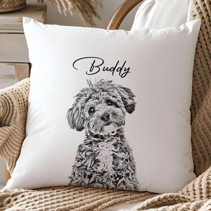 GeckoCustom Custom Dog Photo Pencil Drawing With Name For Dog Lovers Pillow LM32 893029