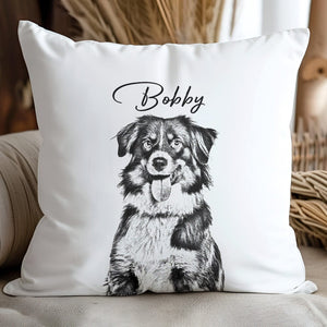 GeckoCustom Custom Dog Photo Pencil Drawing With Name For Dog Lovers Pillow LM32 893029