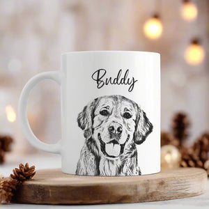 GeckoCustom Custom Dog Photo Portrait Pencil Drawing Mug - Gift for Dog Lovers LM32 891917